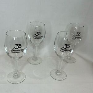 Harrah’s Tropicana Wine Glasses 35th Anniversary Laughlin Nv 8 Oz Each Set 4 New